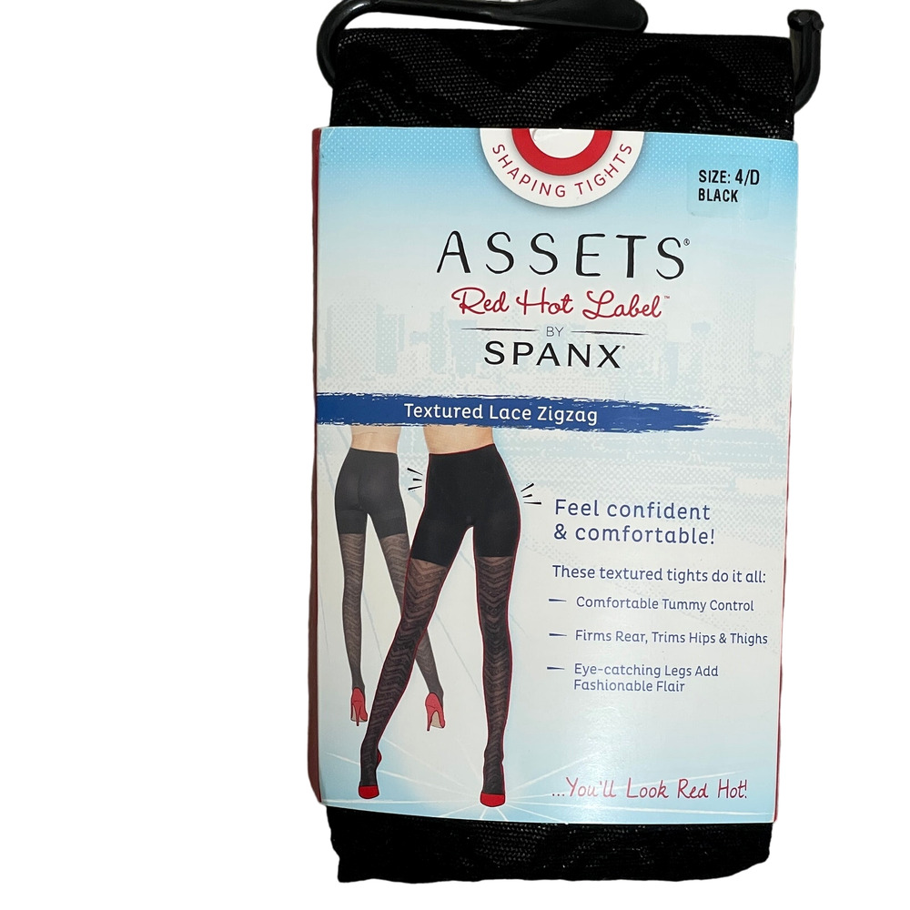 Assets Red Hot Label Textured Lace Zigzag Tights 2454 - Black - Size 4 D